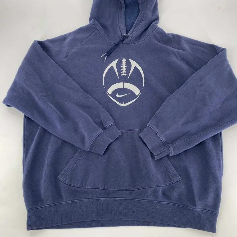 Nike Mens Navy Blue Football Graphic Hoodie Sweatshirt‎ XL VTG
